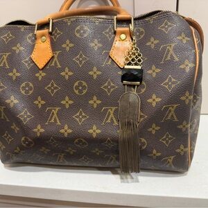 Elegant Black and Gold Chain bag Charm Made From Vintage necklace. Brass.